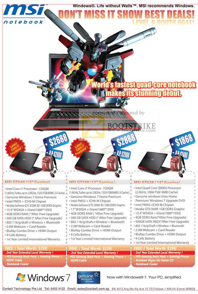 IT Show 2010 price list image brochure of MSI Gaming Notebook GT640 GT740 GT628