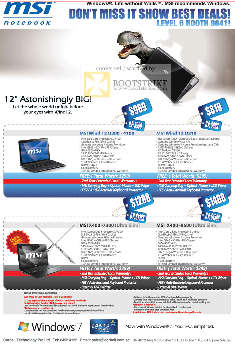 IT Show 2010 price list image brochure of MSI Wind 12 U200 U210 X400 7300 9600 Ultra Slim Notebooks