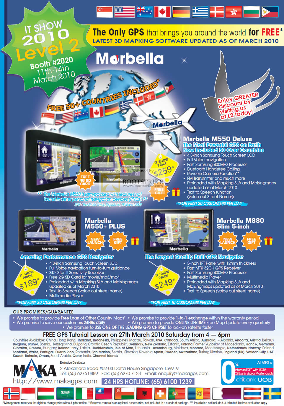 IT Show 2010 price list image brochure of Maka GPS Technologies Marbella Navigation M550 Deluxe Plus M880 Slim Mapking