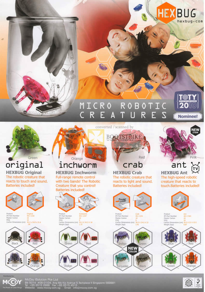 IT Show 2010 price list image brochure of Mccoy Hexbug Micro Robotic Creatures Inchworm Crab Ant