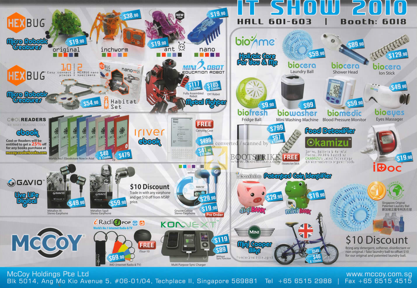 IT Show 2010 price list image brochure of Mccoy Hexbug Micro Robots Biocera Iriver Ebook Gavio IDoc Konext IKiddo