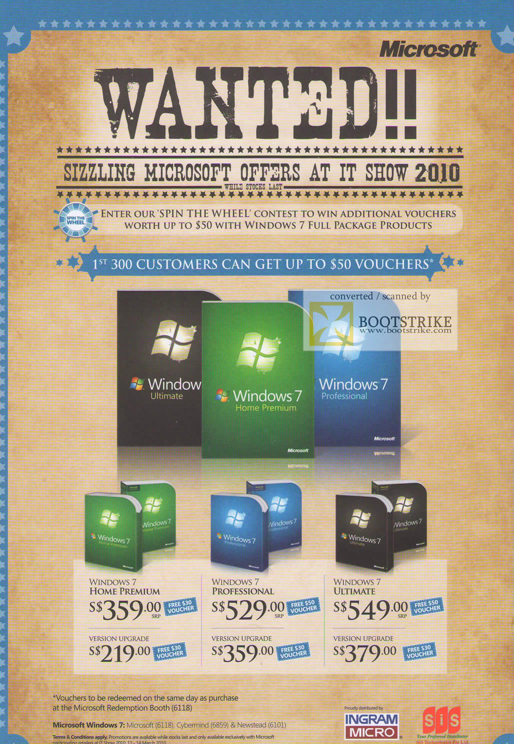 IT Show 2010 price list image brochure of Microsoft Windows 7 Home Premium Professional Ultimate Upgrade