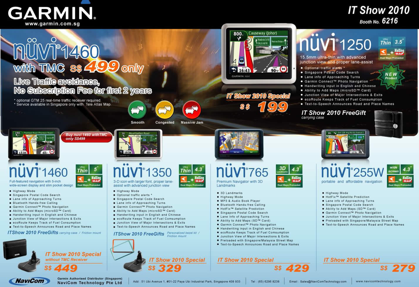 IT Show 2010 price list image brochure of Navicom Garmin GPS Navigation Nuvi 1460 TMC 1350 765 255W 1250