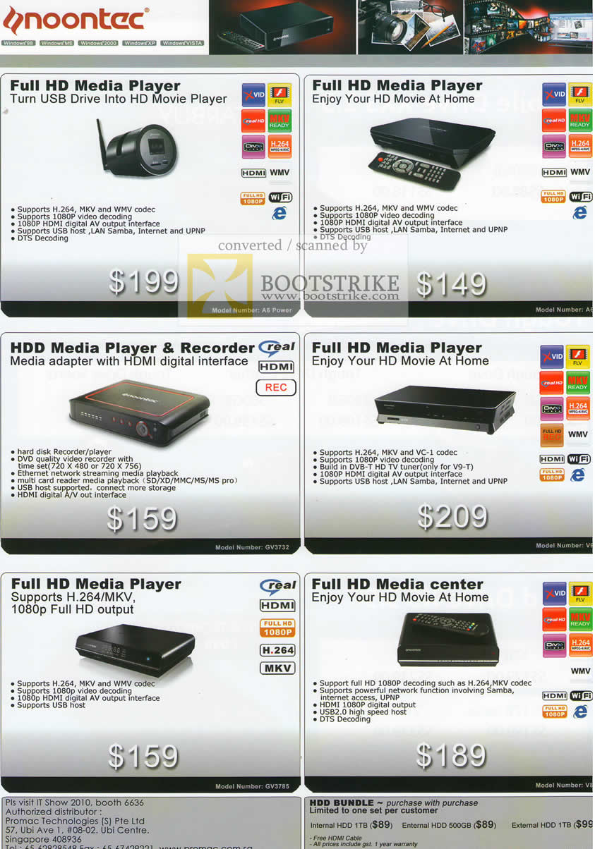 IT Show 2010 price list image brochure of Noontec Media Players