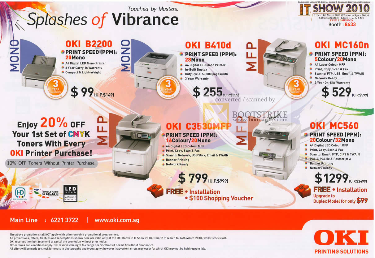 IT Show 2010 price list image brochure of Oki Printers B2200 B410d MC160n C3530MFP MC560