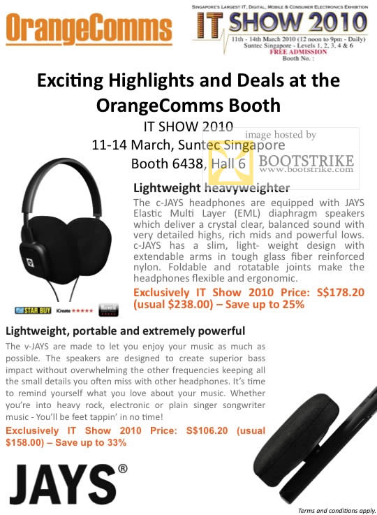 IT Show 2010 price list image brochure of Orange Communications C Jays V Jays Headphones 