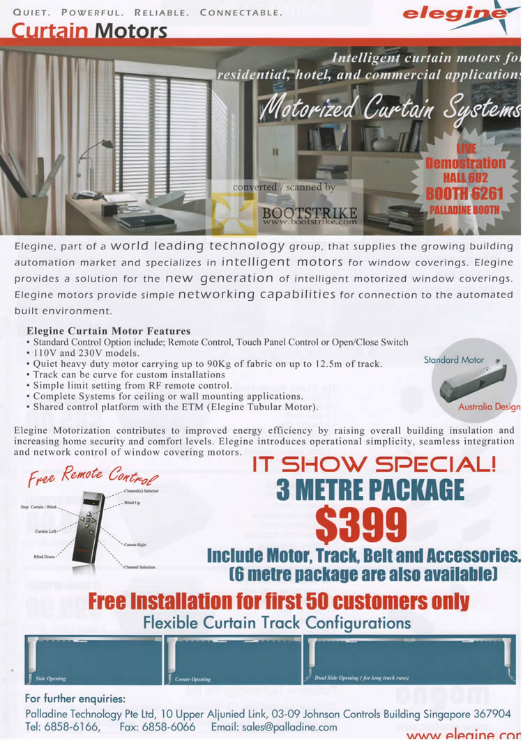 IT Show 2010 price list image brochure of Palladine Technology Elegine Curtain Motors Curtain System