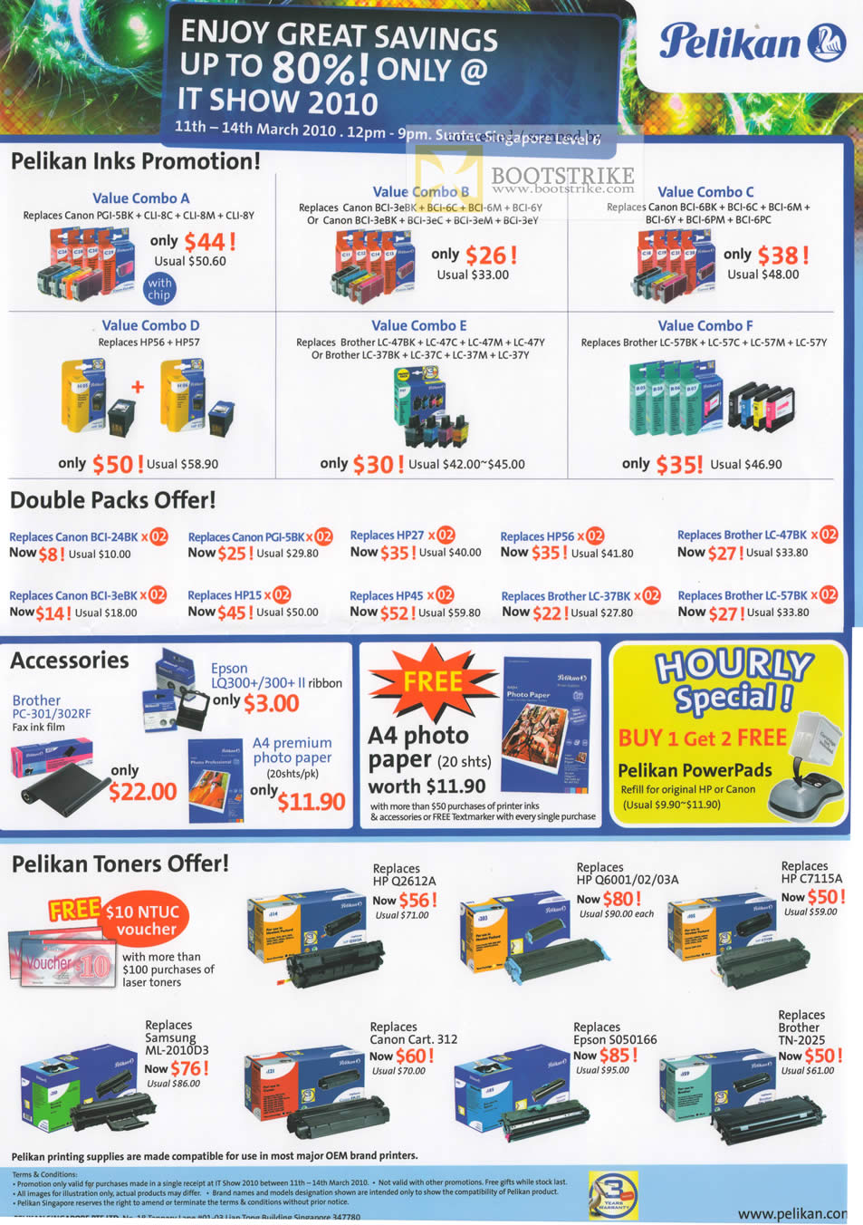 IT Show 2010 price list image brochure of Pelikan Compatible Inks Canon Brother HP Samsung Toners