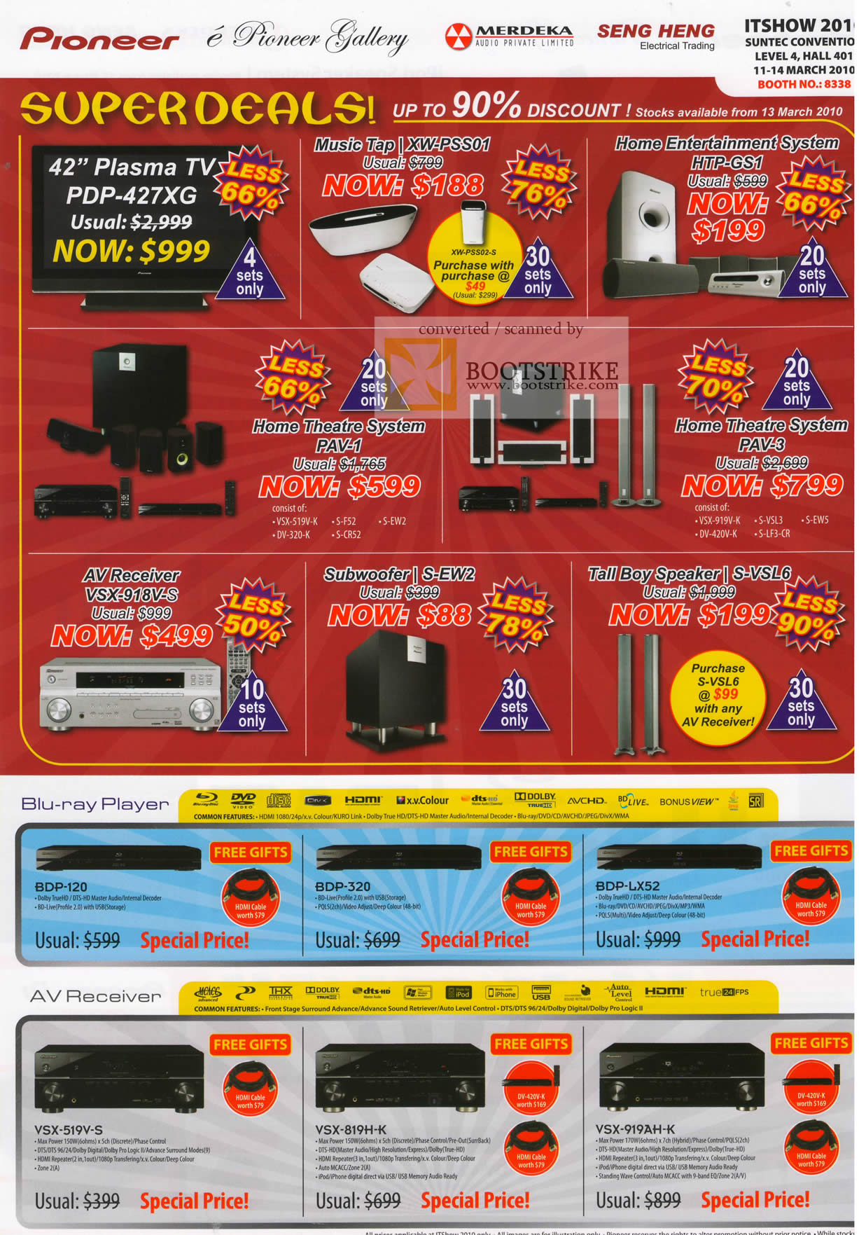 IT Show 2010 price list image brochure of Pioneer Music Tape XW PSS01 HTP GS1 Plasma TV Home Theatre PAV 1 3 VSX 918V Subwoofer Speaker Blu Ray BDP Receiver