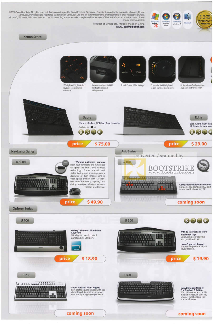 IT Show 2010 price list image brochure of Powerlogic Keyboards Xenon Sabre Edge U700 U500 P200 U600