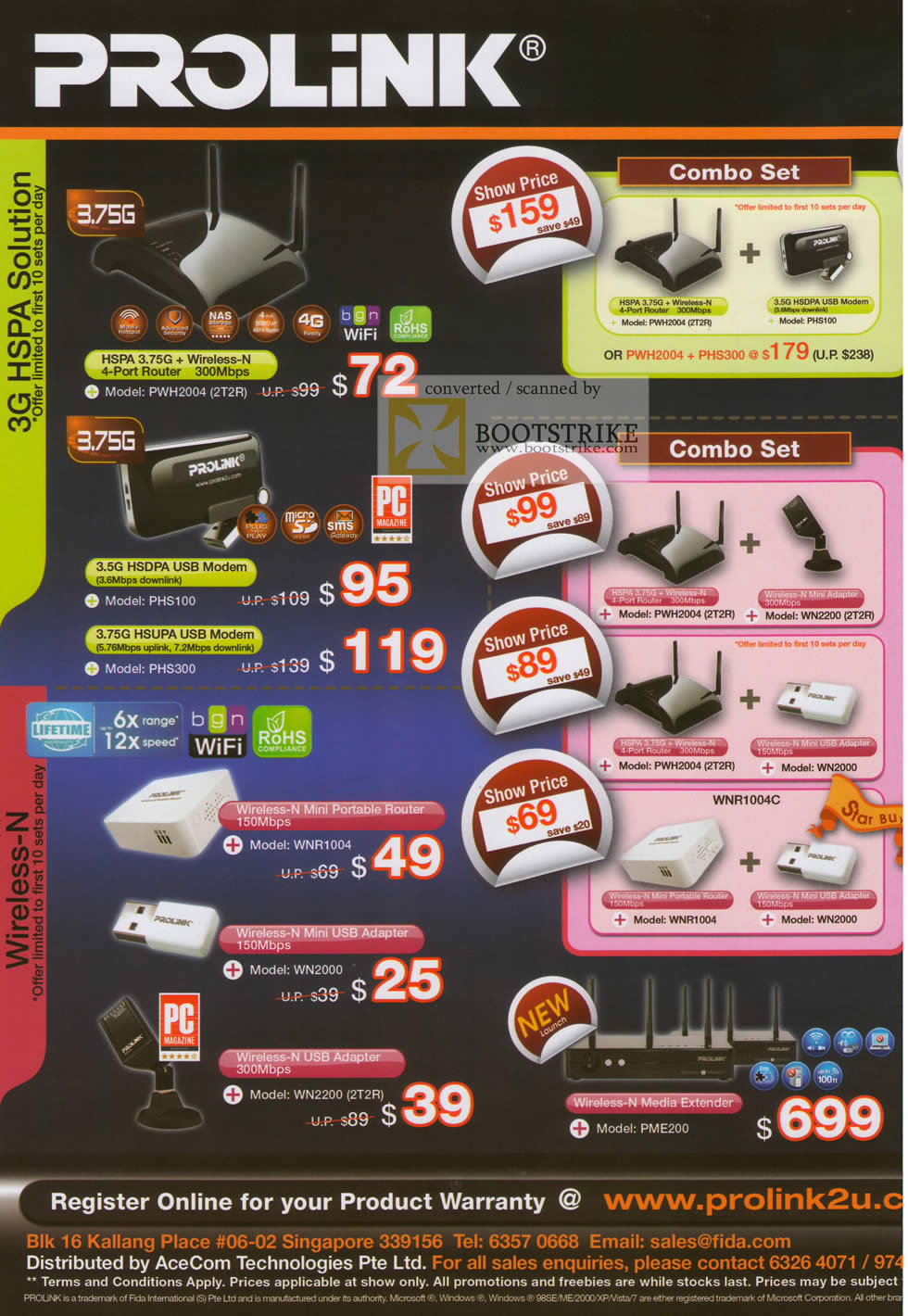 IT Show 2010 price list image brochure of Prolink HSPA Router HSUPA USB Modem Wireless N Media Extender