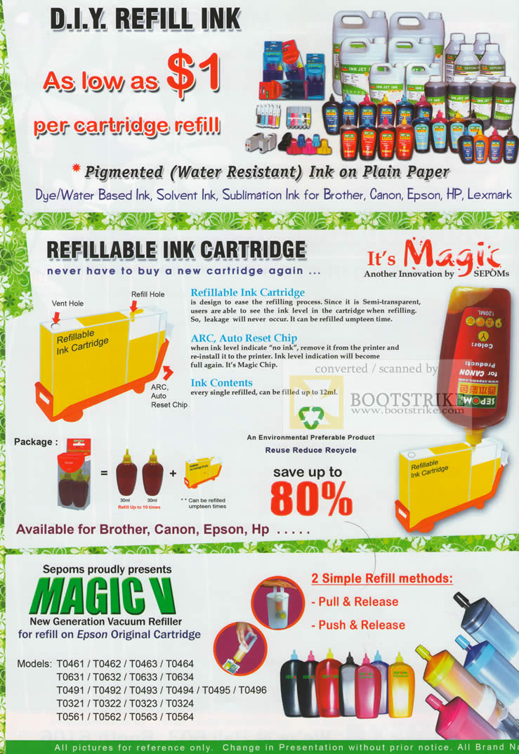 IT Show 2010 price list image brochure of SEPOMs DIY Refill Ink Refillable Ink Cartridge Magic V