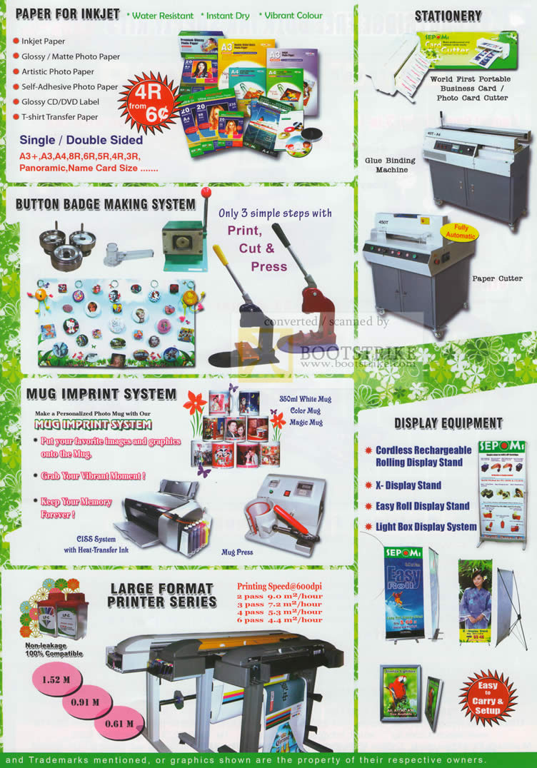 IT Show 2010 price list image brochure of SEPOMs Printer Paper Button Badge Mug Imprint System