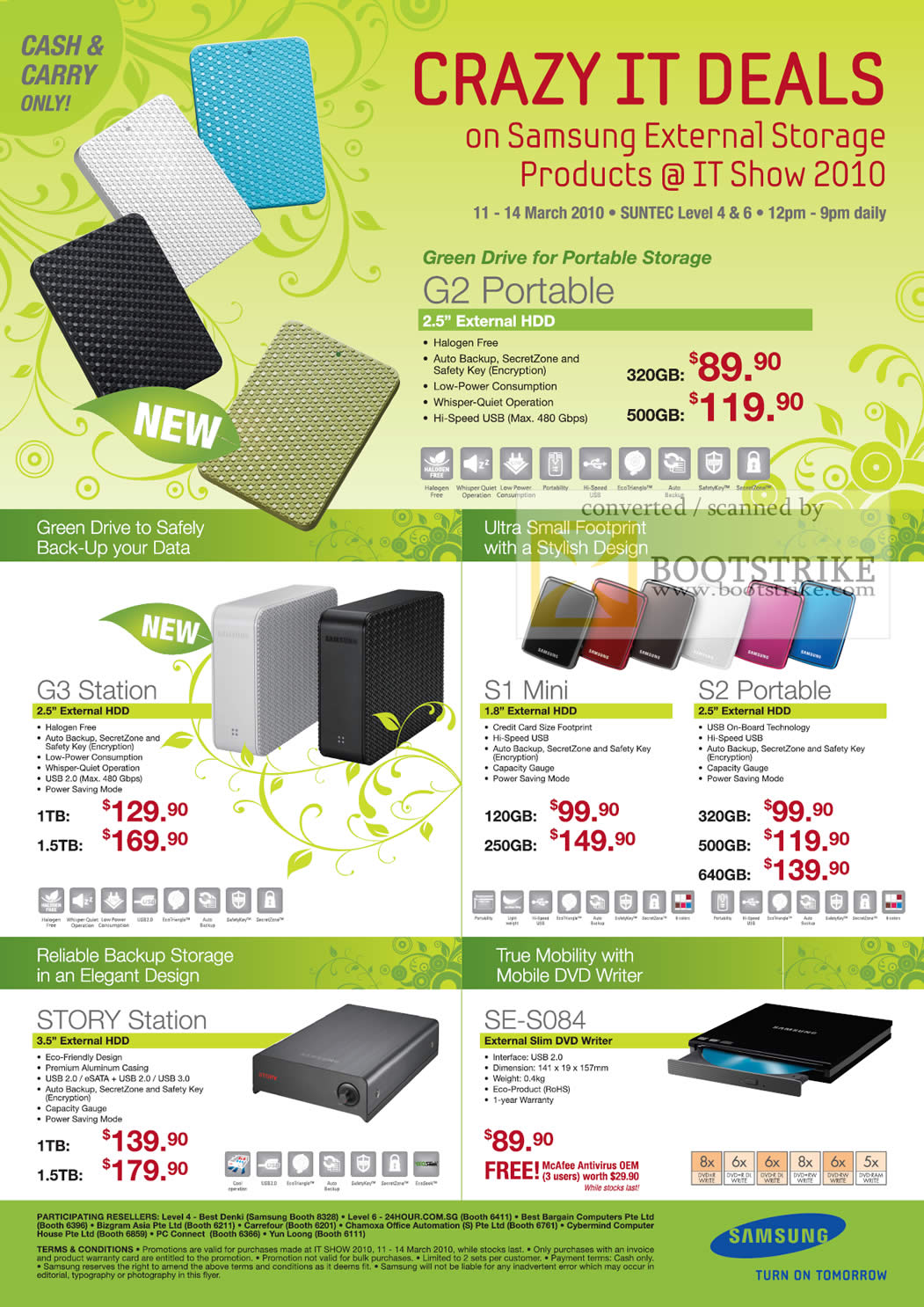 IT Show 2010 price list image brochure of Samsung External Storage Drive G2 Portable G3 Station S1 Mini S2 Story Station SE S084 DVD Writer