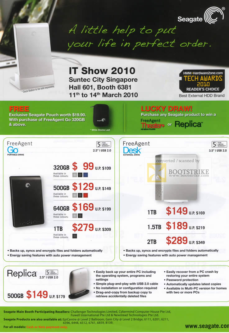 IT Show 2010 price list image brochure of Seagate External Storage Drive FreeAgent Go Desk Replica