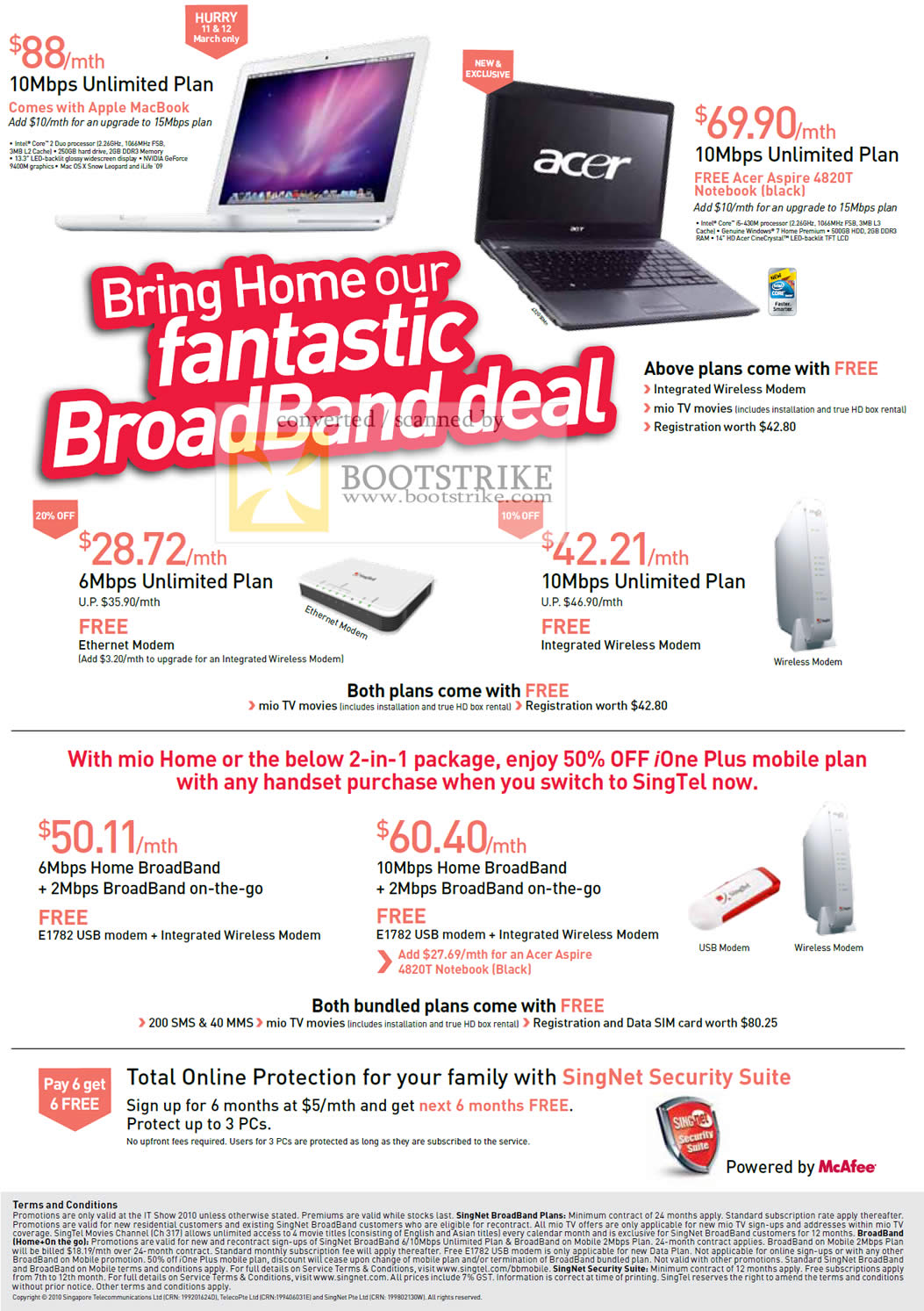 IT Show 2010 price list image brochure of Singtel Singnet Apple Macbook Acer Aspire 4820T Broadband Mobile
