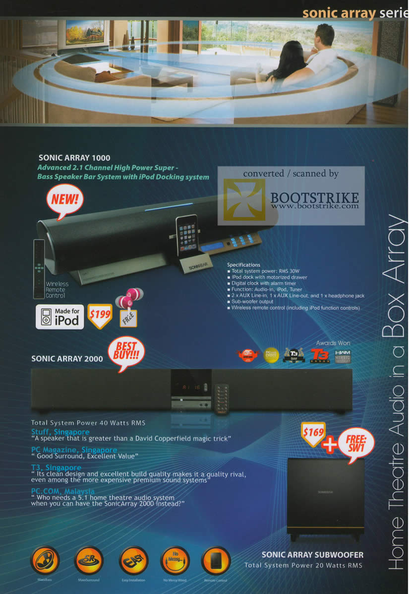 IT Show 2010 price list image brochure of SonicGear Array 1000 2000 Speaker System Home Theater Audio IPod Dock