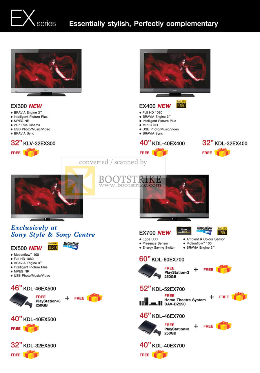 IT Show 2010 price list image brochure of Sony Bravia TV KLV 32EX300 KDL 40EX400 32EX400 46EX500 40EX500 32EX500 60EX700 52EX700 46EX700 40EX700