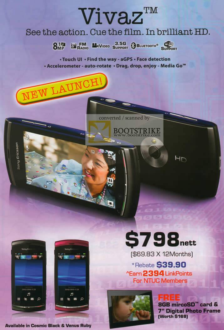 IT Show 2010 price list image brochure of Sony Ericsson Vivaz Mobile Phone