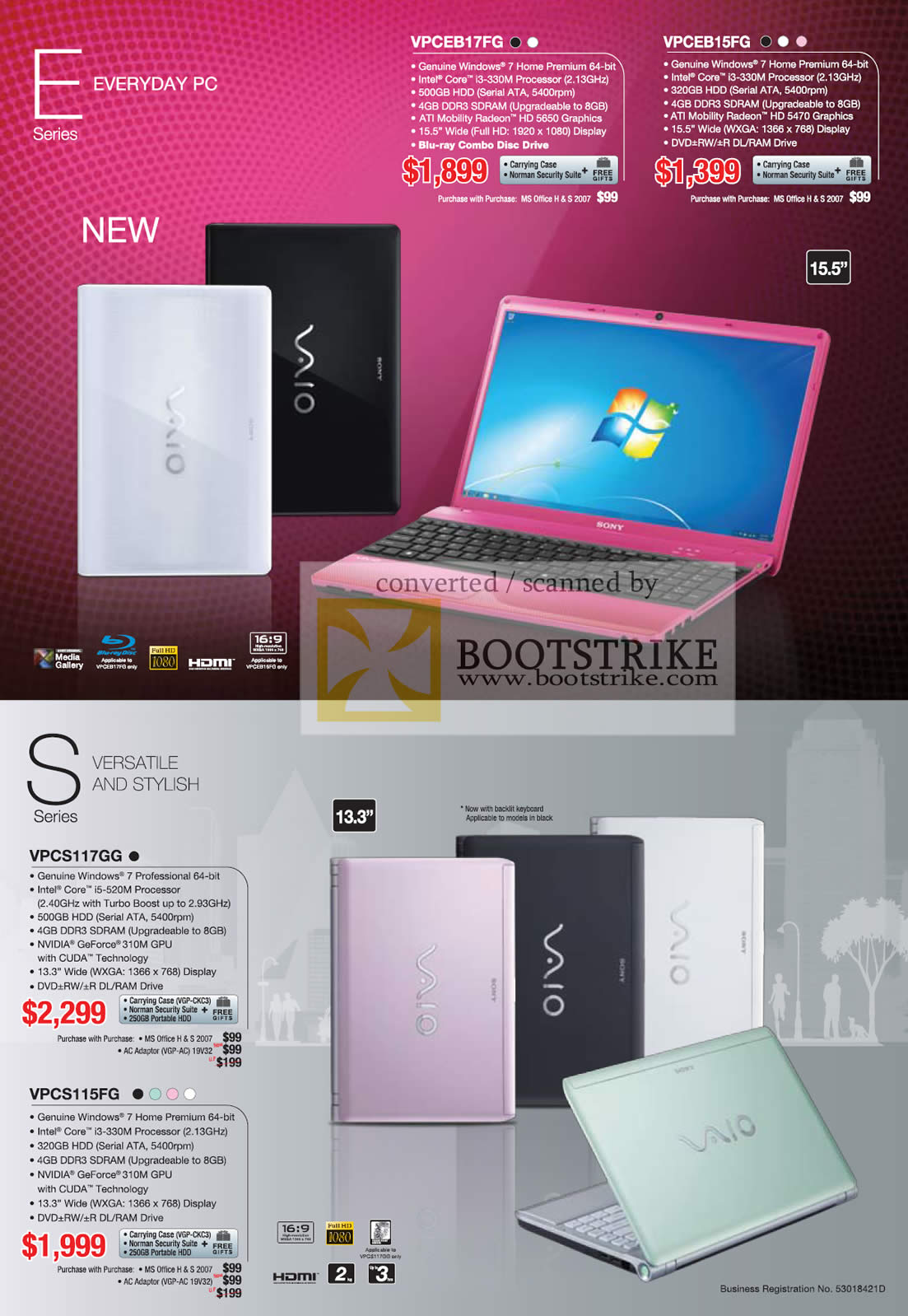 IT Show 2010 price list image brochure of Sony Vaio Notebooks E Series VPCEB17FG VPCEB15FG S VPCS117GG VPCS115FG