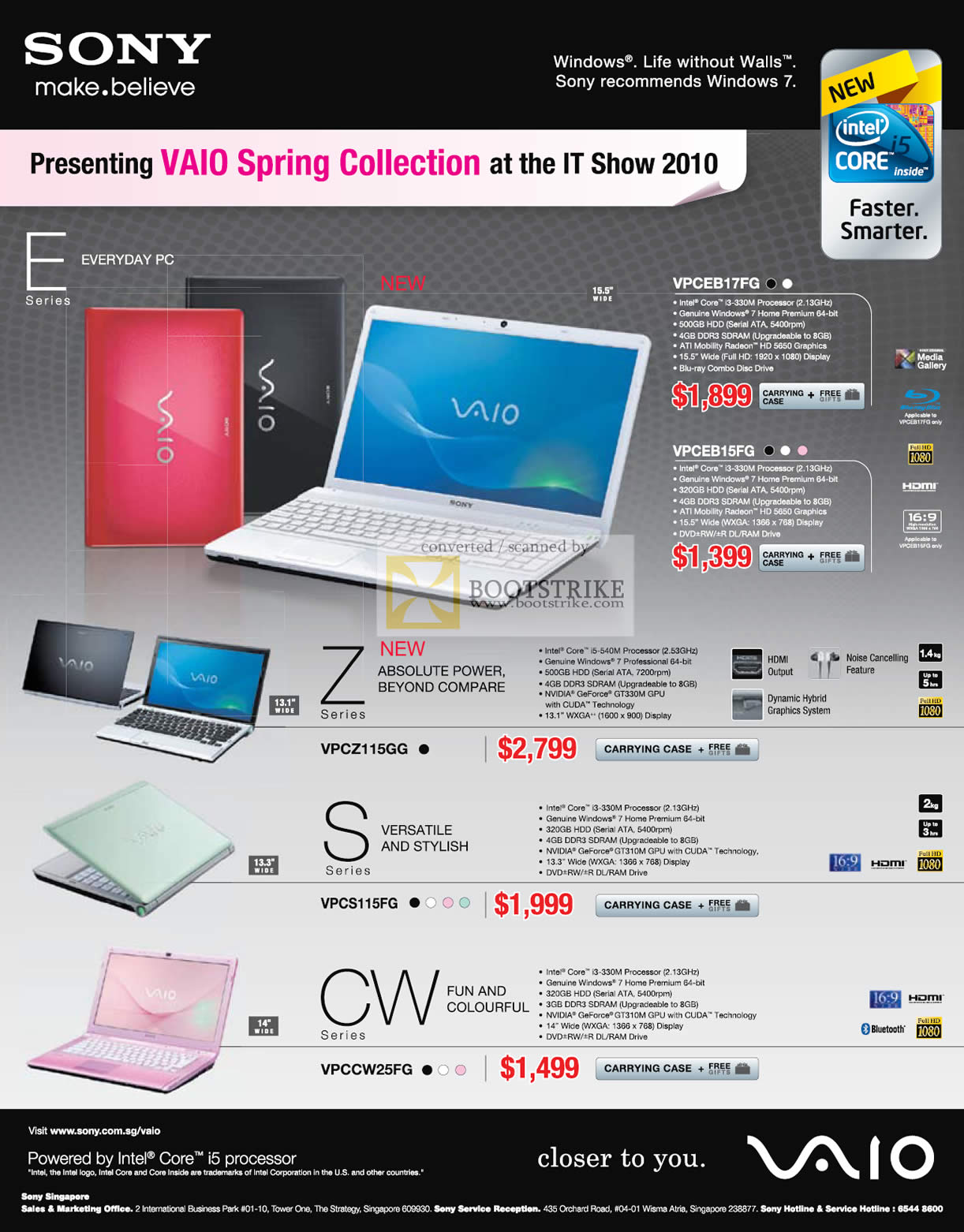 IT Show 2010 price list image brochure of Sony Vaio Notebooks Everyday E Series VPCEB17FG VPCEB15FG Z VPCZ115GG S VPCS115FG CW VPCCW25FG