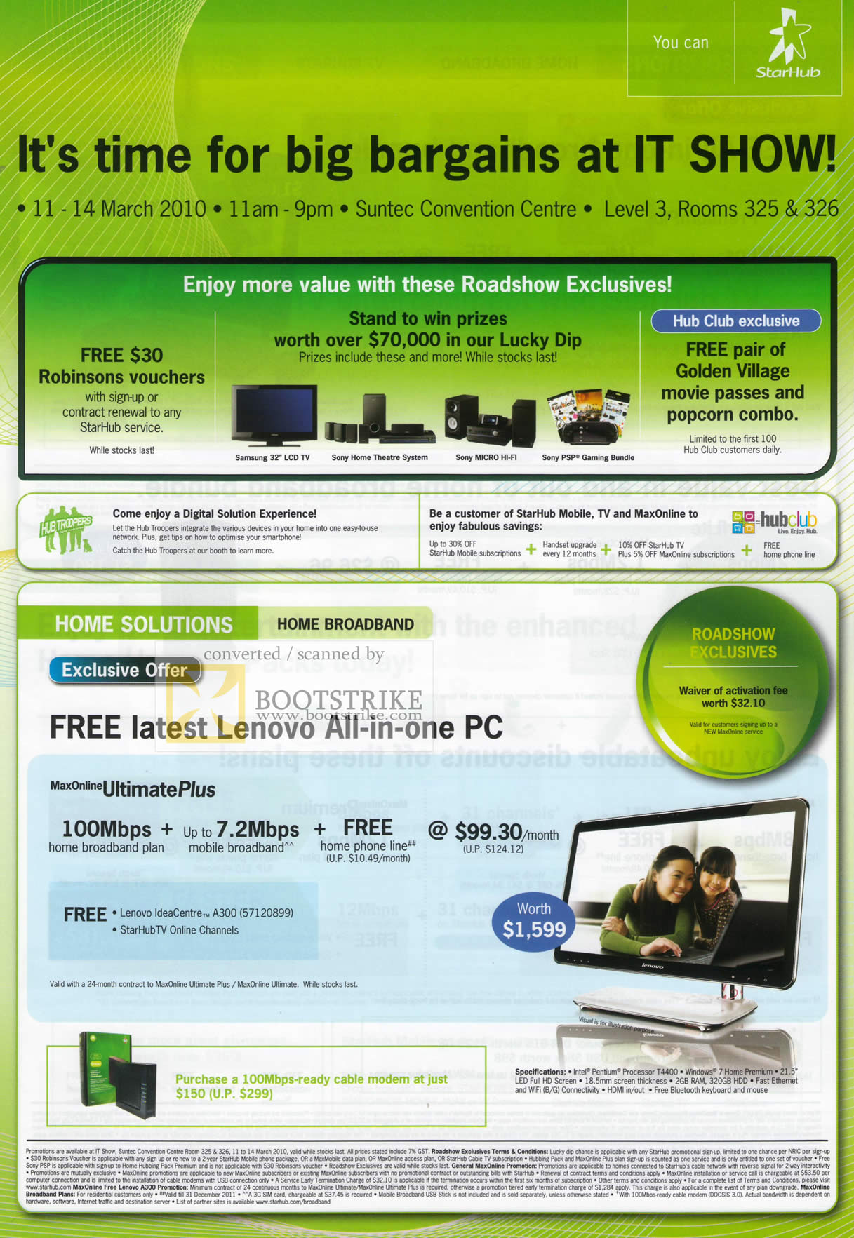 IT Show 2010 price list image brochure of Starhub Broadband Lenovo All In One PC MaxOnline UltimatePlus Lenovo IdeaCentre A300