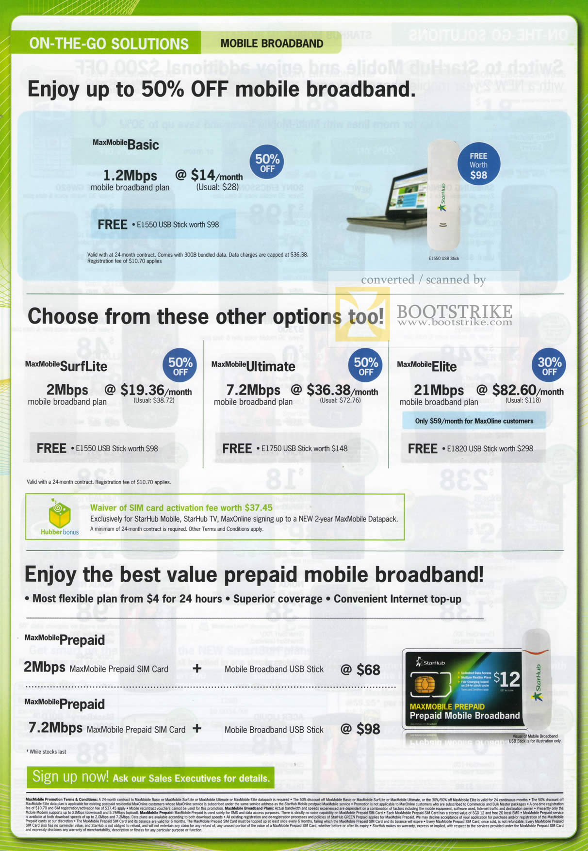 IT Show 2010 price list image brochure of Starhub Mobile Broadband E1550 SurfLite Ultimate Elite Prepaid MaxMobile