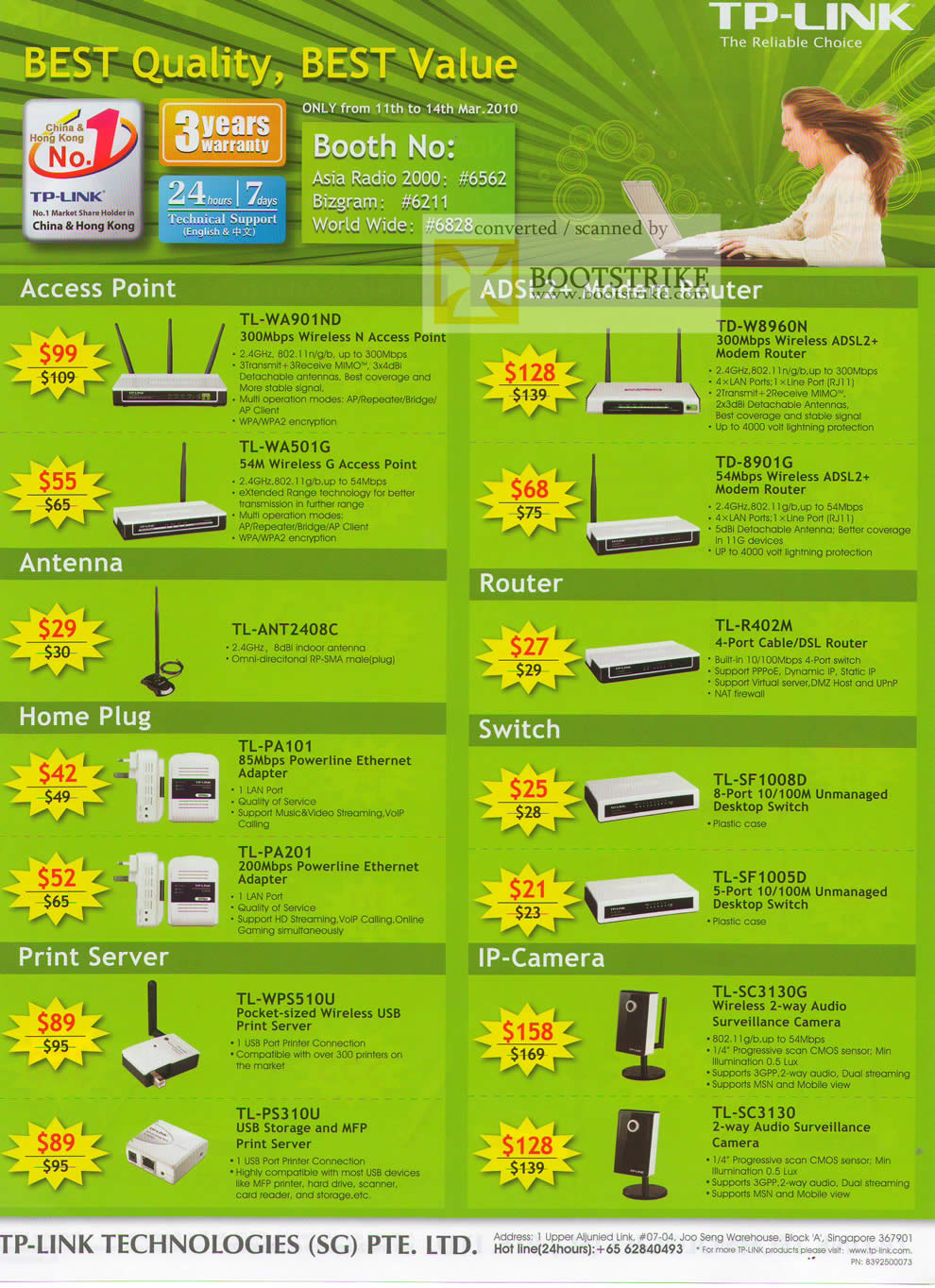 IT Show 2010 price list image brochure of TP Link Router TL ADSL Modem Antenna Home Plug Switch IP Camera Print Server