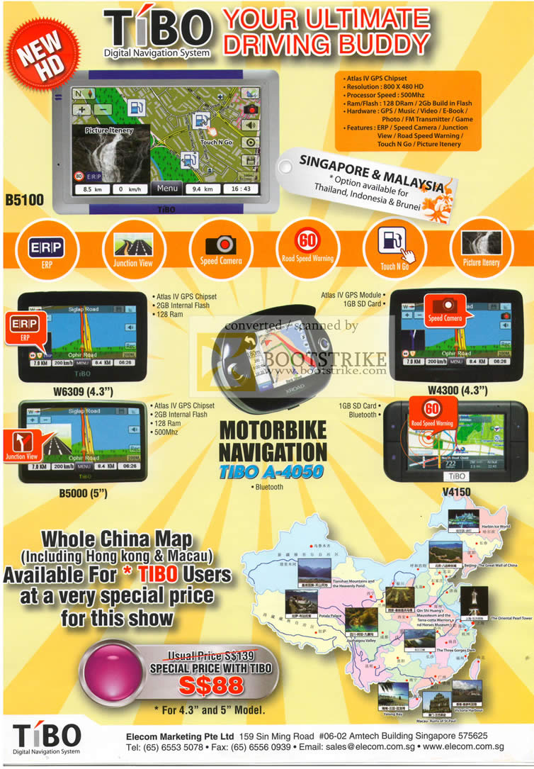 IT Show 2010 price list image brochure of Tibo GPS Navigation B5100 W6309 W4300 B5000 V4150