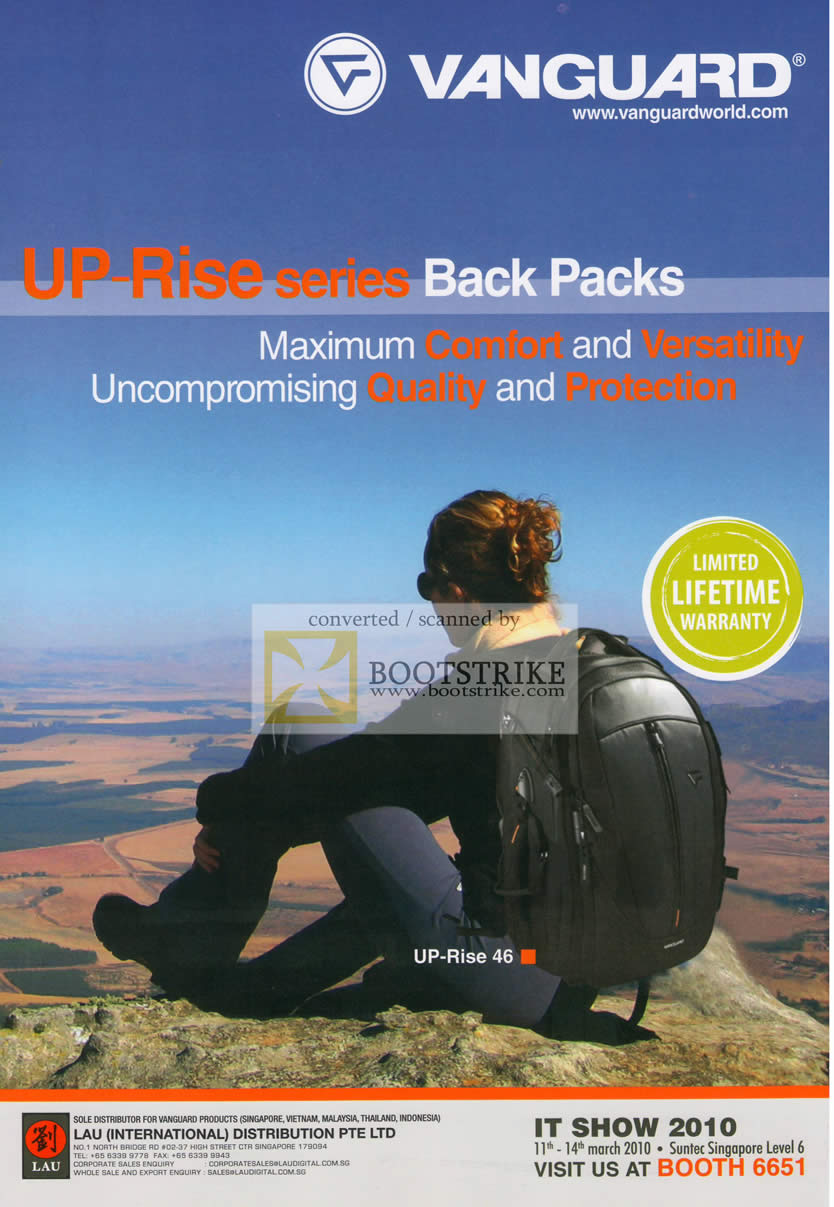 IT Show 2010 price list image brochure of Vanguard Backpacks Booth