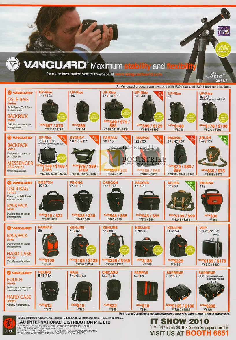 IT Show 2010 price list image brochure of Vanguard DSLR Bags Backpack Pouch Hard Case