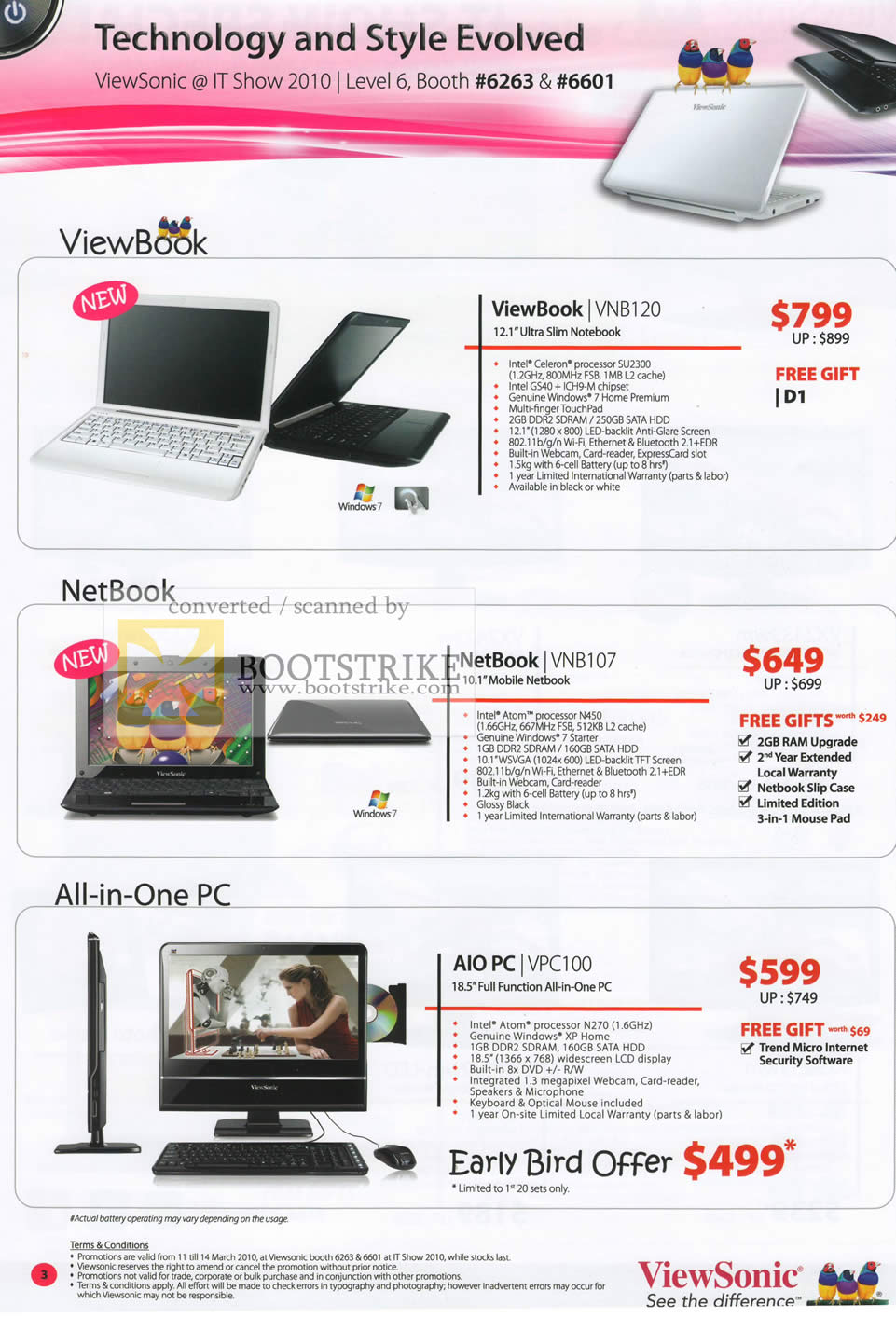 IT Show 2010 price list image brochure of Viewsonic Notebooks ViewBook VNB120 NetBook VNB107 All In One PC AIO VPC100