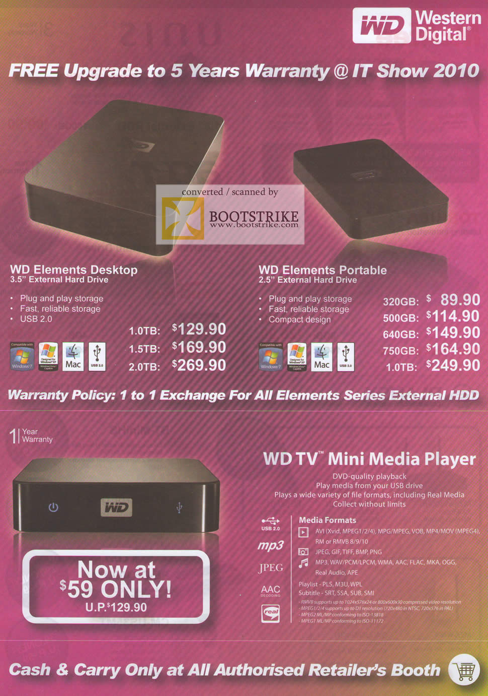 IT Show 2010 price list image brochure of Western Digital WD External Storage Elements Desktop Portable TV Mini Media Player