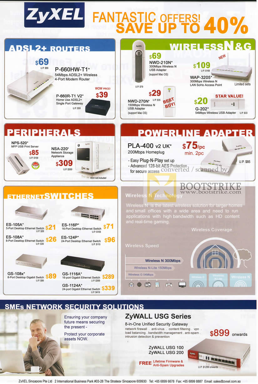 IT Show 2010 price list image brochure of ZyXEL ADSL2 Routers Wireless N Powerline Ethernet Switches ZyWall USG