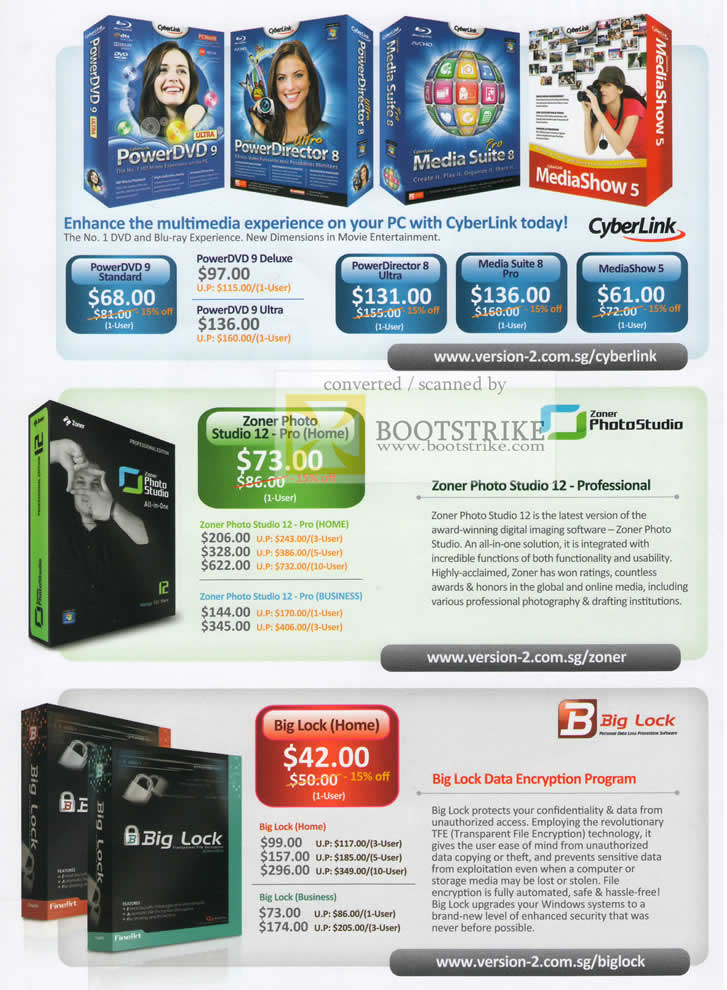 IT Show 2010 price list image brochure of ESet Cyberlink PowerDVD Director Media Suite Zoner Photo Studio Big Lock