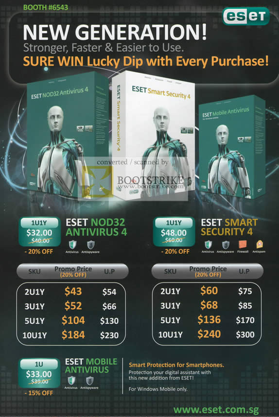 IT Show 2010 price list image brochure of ESet NOD32 Antivirus 4 Smart Security 4 1u1y Mobile Antvirus