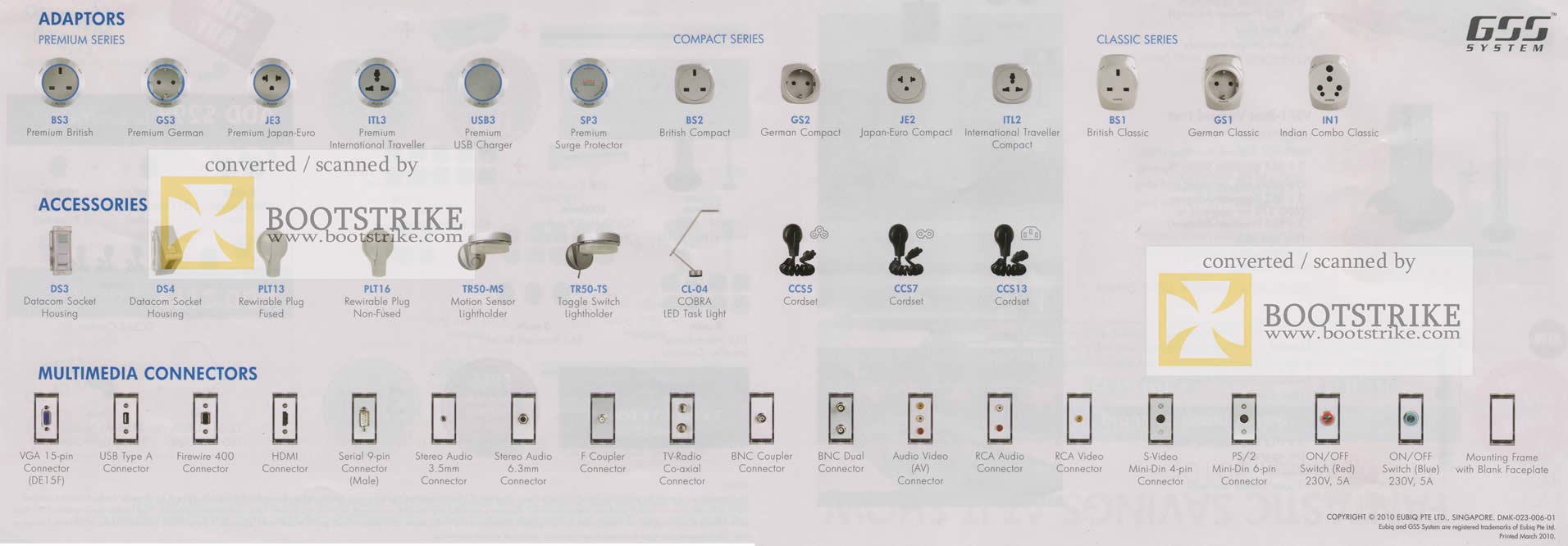 IT Show 2010 price list image brochure of Eubiq Adaptors Premium Compct Classic GSS System Accessories Multimedia Connectors