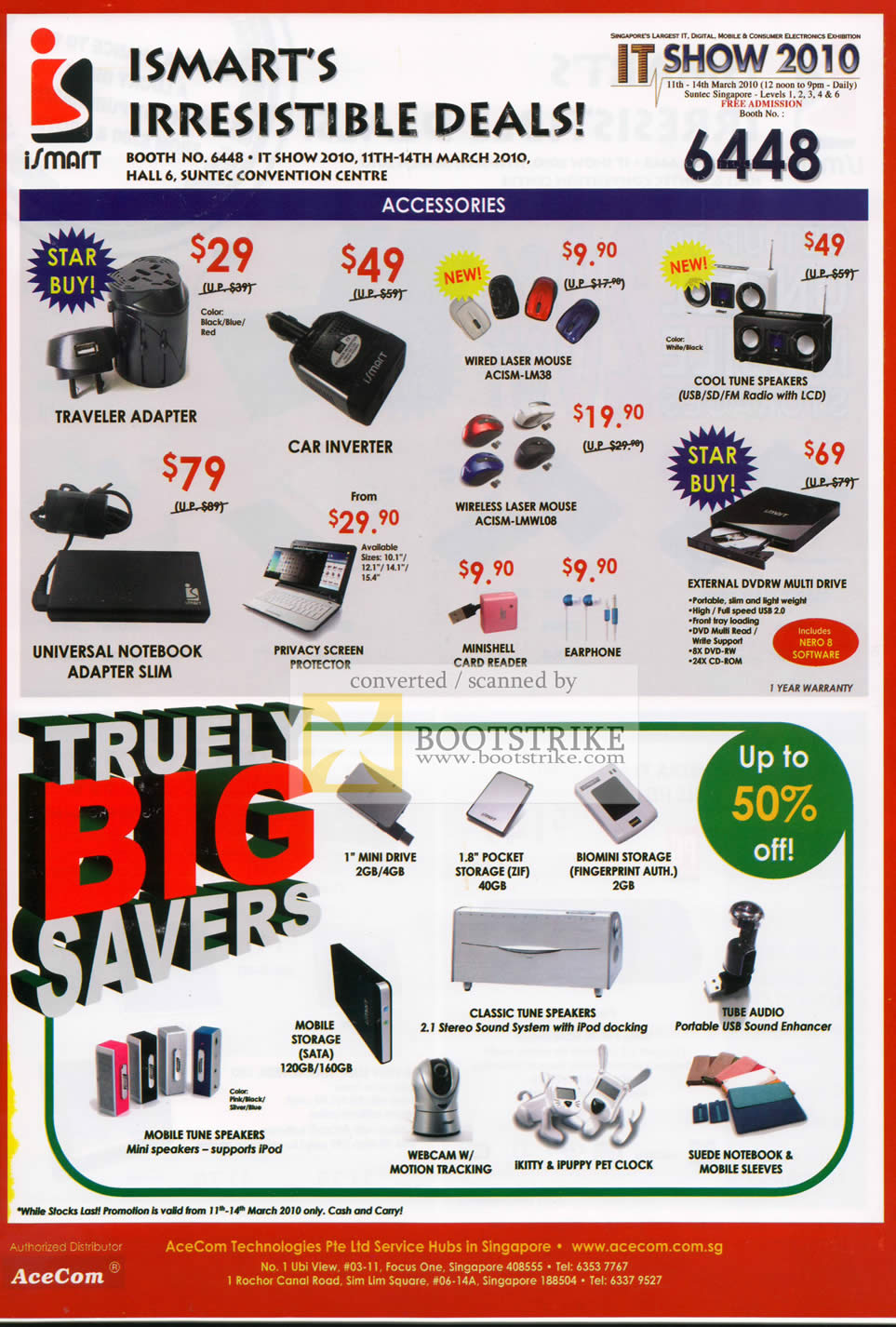 IT Show 2010 price list image brochure of ISmart Accessories Adapter Mouse Speakers DVD Flash Drive External Storage