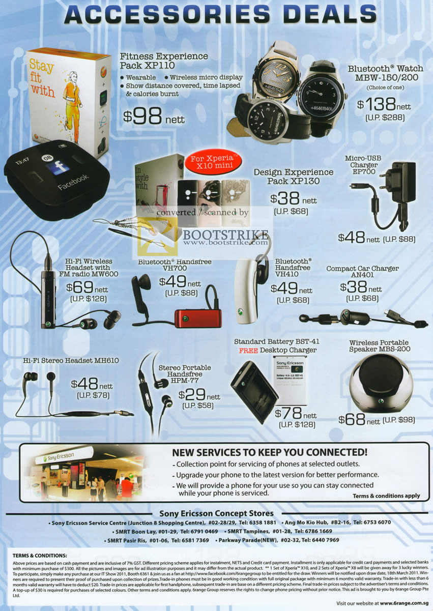 IT Show 2011 price list image brochure of 6Range Accessories Fitness Experience XP100 Bluetooth Watch Charger Headset MH610 HPM-77 MBS-200