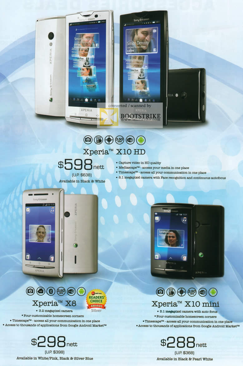 IT Show 2011 price list image brochure of 6Range Sony Ericsson Mobile Phones Xperia X10 HD X8 X10 Mini