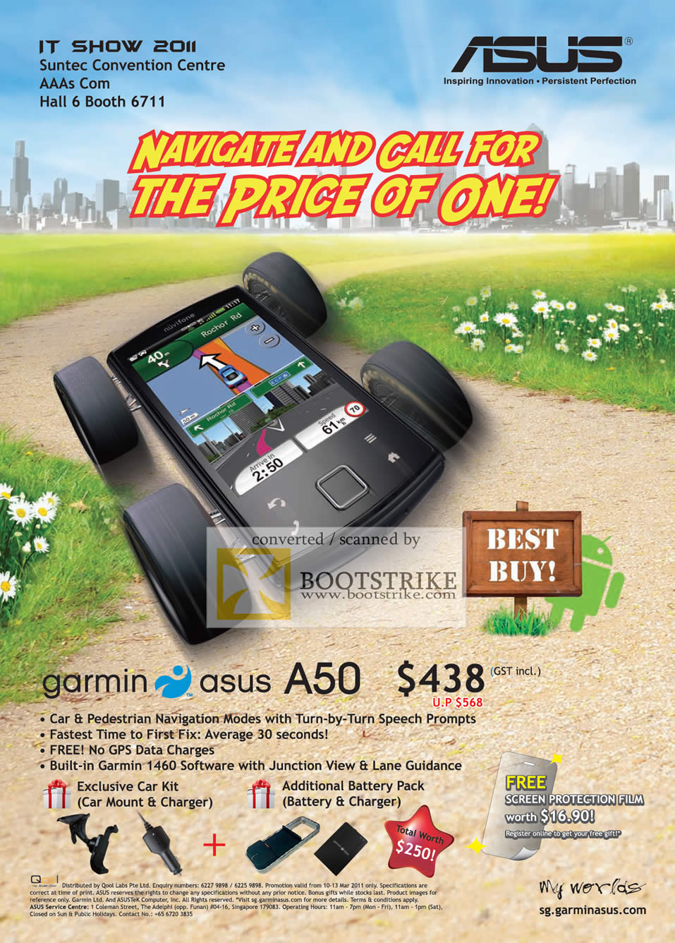 IT Show 2011 price list image brochure of AAAs Com Garmin ASUS A50 GPS Navigation Junction View Lane Guidance