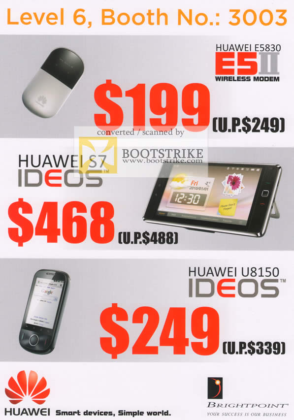 IT Show 2011 price list image brochure of AAAs Com Huawei Wireless 3G Modem S7 IDEOS U8150