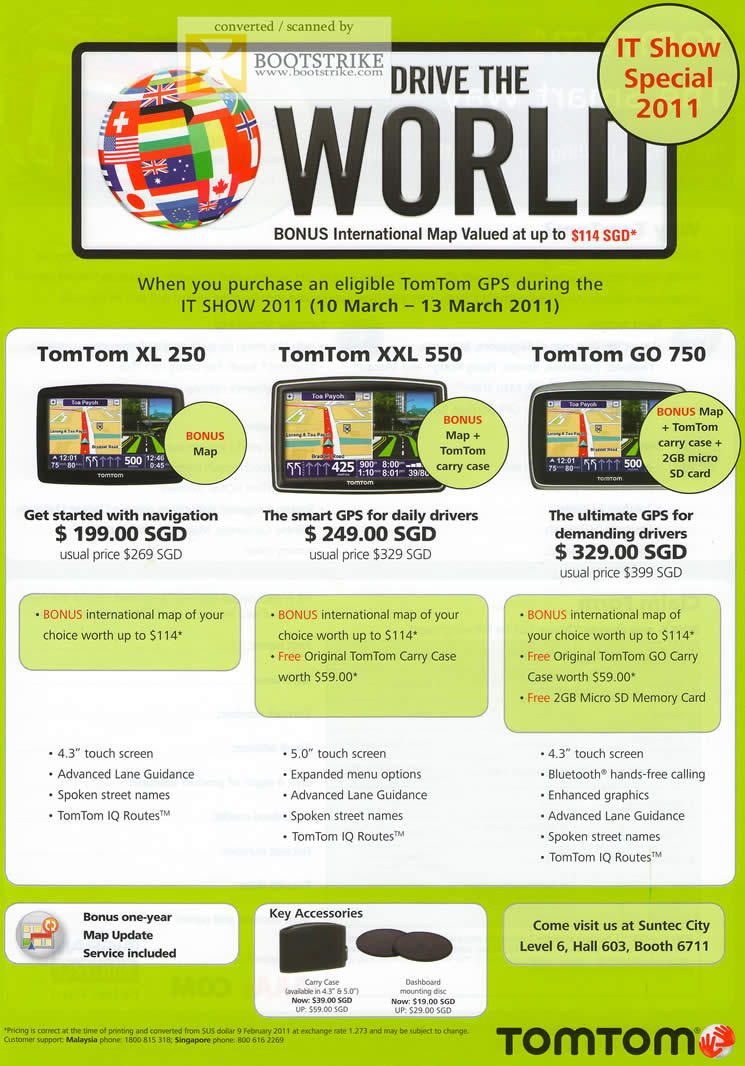IT Show 2011 price list image brochure of AAAs Com TomTom GPS Navigation System XL250 XXL550 GO750