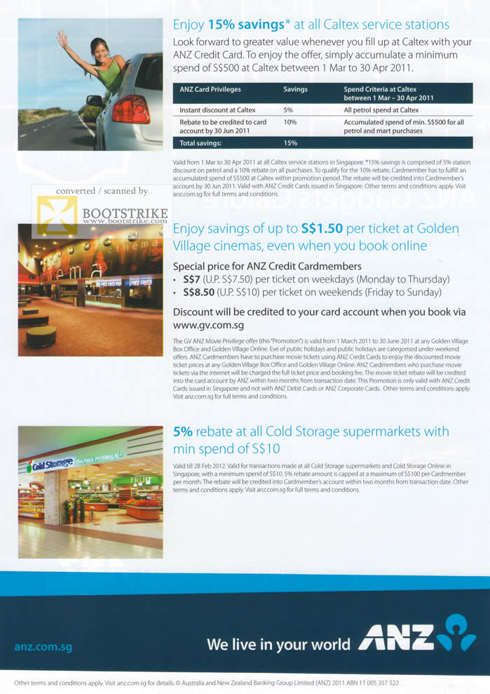 IT Show 2011 price list image brochure of ANZ Credit Cards Caltex Golden Village Cold Storage