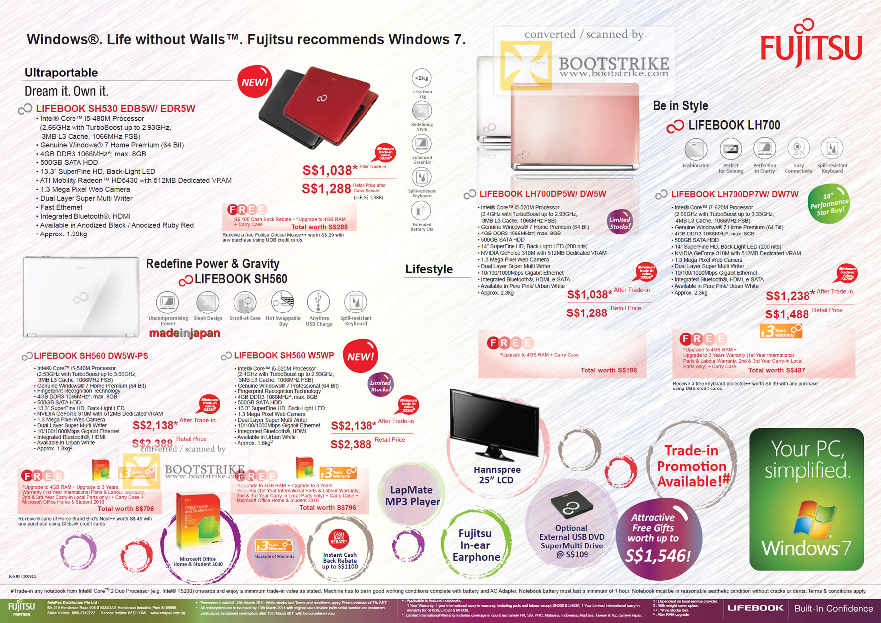 IT Show 2011 price list image brochure of Asiapac Fujitsu Notebooks Lifebook SH530 EDB5W EDR5W SH560 DW5W-PS W5WP LH700DP5W DW5W LH700DP7W DW7W Trade In