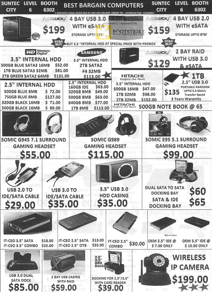 IT Show 2011 price list image brochure of Best Bargain Internal Hard Disk HDD Western Digital Samsung Hitachi ESata Headset IPCam