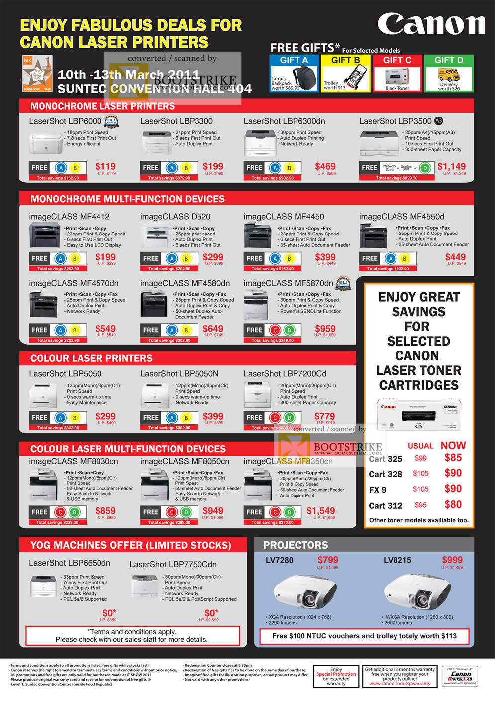 IT Show 2011 price list image brochure of Canon Laser Printers Lasershot LBP6000 LBP3300 MF4412 D520 MF4450 MF4570DN MF5870DN LBP5050N MF8050CN MF8350CN LBP6640DN LBP7750DN LV7280