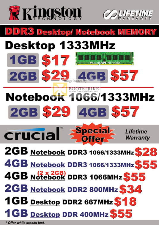 IT Show 2011 price list image brochure of Convergent Kingston Memory DDR3 Crucial DDR2 DDR Desktop Notebook