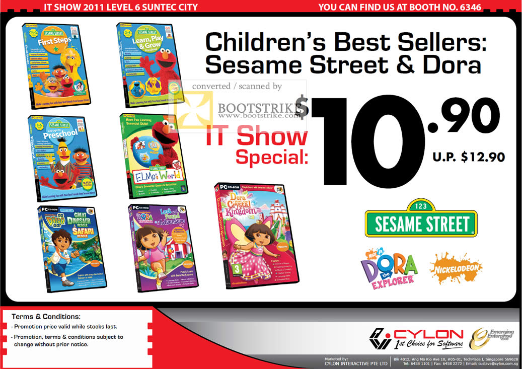 IT Show 2011 price list image brochure of Cylon Interactive Kids Software Sesame Street Dora Elmo Preschool First Steps Crystalk Kingdom