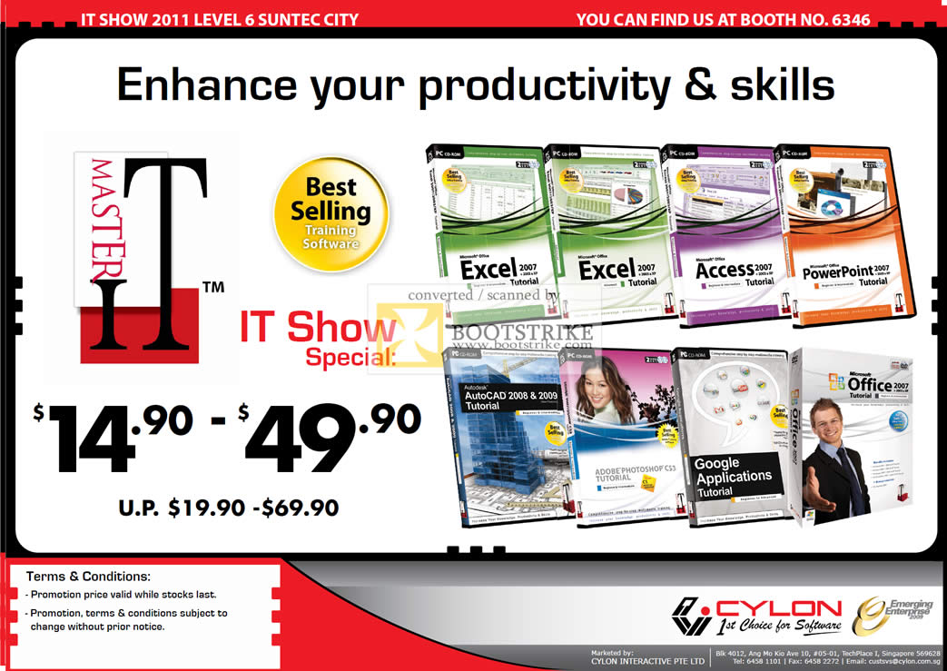 IT Show 2011 price list image brochure of Cylon Interactive Master It Excel Access Google Applications AutoCAD Photoshop Office